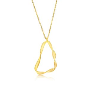 Sterling Silver Twisted Triangle Design Necklace - Gold Plated