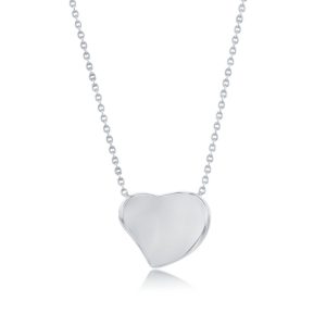 Sterling Silver, Polished Heart Necklace