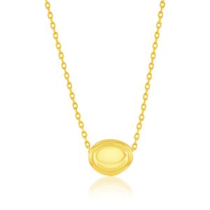 Sterling Silver, Polished Bead Necklace - Gold Plated