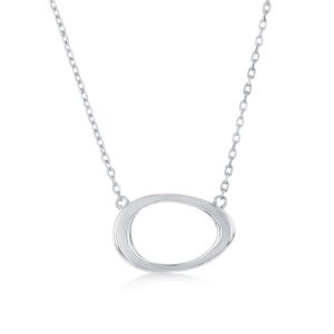 Sterling Silver, Open Oval Necklace
