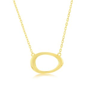 Sterling Silver, Open Oval Necklace - Gold Plated