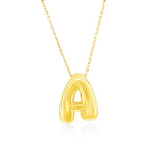 Sterling Silver, Bubble 'A' Initial Necklace - Gold Plated