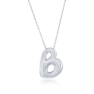 Sterling Silver, Bubble 'B' Initial Necklace