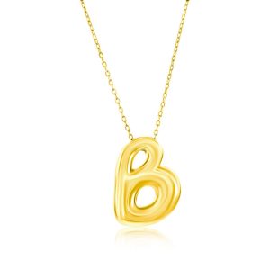 Sterling Silver, Bubble 'B' Initial Necklace - Gold Plated