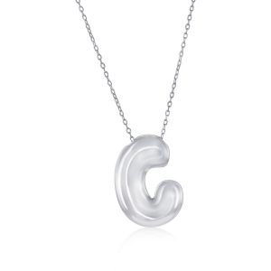 Sterling Silver, Bubble 'C' Initial Necklace
