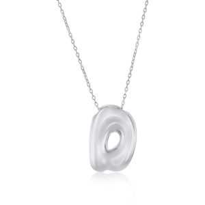 Sterling Silver, Bubble 'D' Initial Necklace
