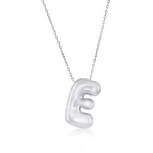 Sterling Silver, Bubble 'E' Initial Necklace