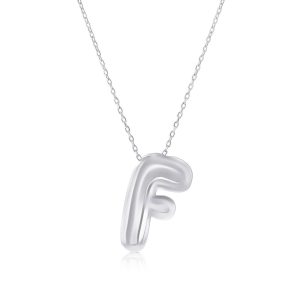 Sterling Silver, Bubble 'F' Initial Necklace