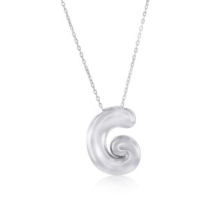 Sterling Silver, Bubble 'G' Initial Necklace