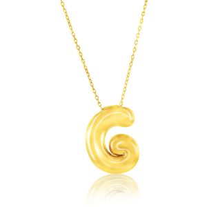 Sterling Silver, Bubble 'G' Initial Necklace - Gold Plated