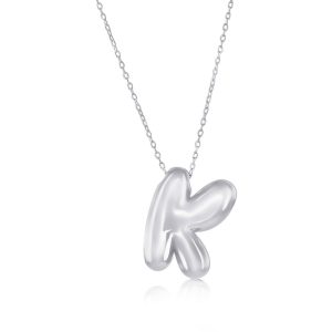 Sterling Silver, Bubble 'K' Initial Necklace