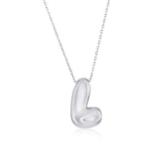 Sterling Silver, Bubble 'L' Initial Necklace