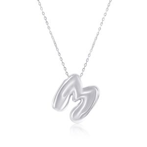 Sterling Silver, Bubble 'M' Initial Necklace