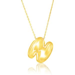 Sterling Silver, Bubble 'N' Initial Necklace - Gold Plated