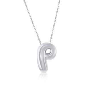 Sterling Silver, Bubble 'P' Initial Necklace