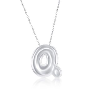 Sterling Silver, Bubble 'Q' Initial Necklace