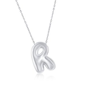 Sterling Silver, Bubble 'R' Initial Necklace