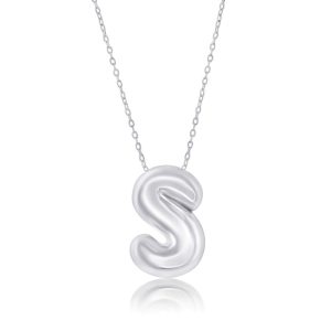 Sterling Silver, Bubble 'S' Initial Necklace