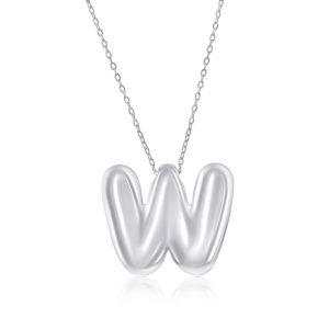 Sterling Silver, Bubble 'W' Initial Necklace