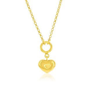 Sterling Silver, Heart Necklace - Gold Plated