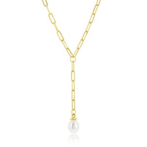 Sterling Silver FWP Paperclip Necklace - Gold Plated