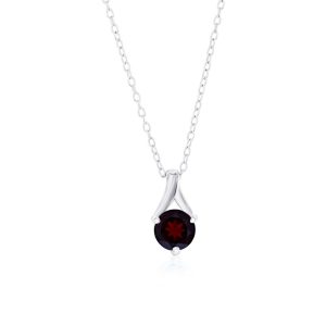 Sterling Silver 6mm Round Gemstone Necklace - Garnet
