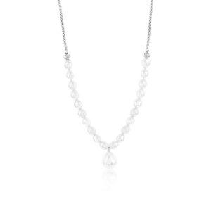 Sterling Silver FWP & Hanging Pearl Necklace