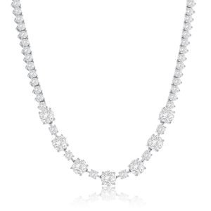Sterling Silver, Alternating Round CZ Tennis Necklace