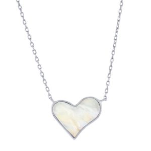 Sterling Silver, MOP Heart Necklace