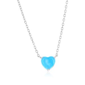 Sterling Silver, Heart Necklace - Larimar