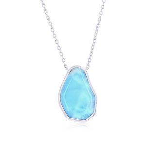 Sterling Silver, Pearshaped Larimar Necklace