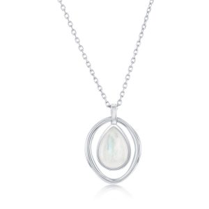 Sterling Silver, Pearshaped MOP, Oval Necklace