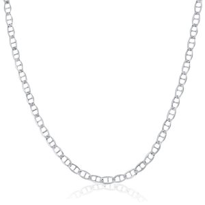 Sterling Silver, 3mm Marina Chain - Rhodium Plated