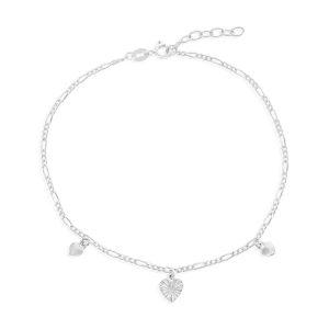 Sterling Silver Heart Charm Anklet