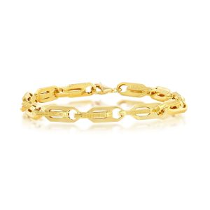 Sterling Silver Link Design Bracelet - Gold Plated