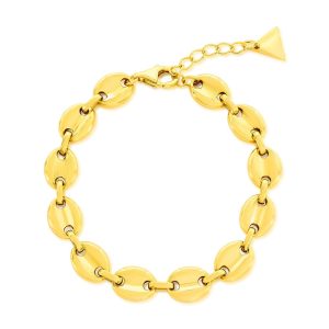 Sterling Silver, Polished Marina Link Bracelet - Gold Plated