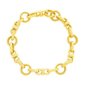 Sterling Silver, Circle & Infinity Design Bracelet - Gold Plated