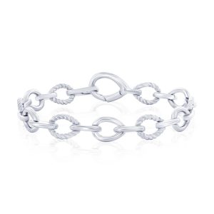 Sterling Silver, Alternating Link Bracelet