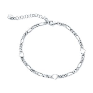 Sterling Silver, Heart Figaro Bracelet