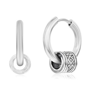 Stainless Steel Spinning Designed Huggie Hoop Earrings