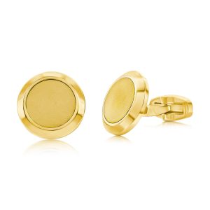 Stainkess Steel, Brushed & Polished Cuff Links - Gold Plated