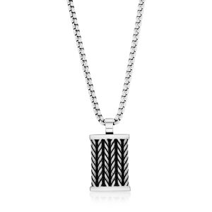 Stainless Steel Rectangle Chevron Design Necklace