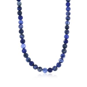 Stainless Steel, 8mm Bead Necklace - Sodalite