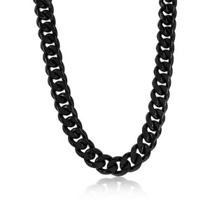 Stainless Steel 14mm Miami Cuban Chain Necklace - Matte Black IP Plated