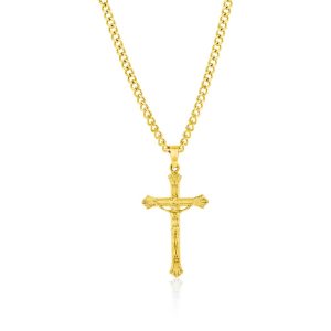 Stainless Steel, Cross Neckalce - Gold Plated
