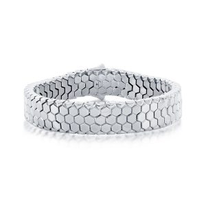 Stainless Steel Polished Honey Comb Design Bracelet