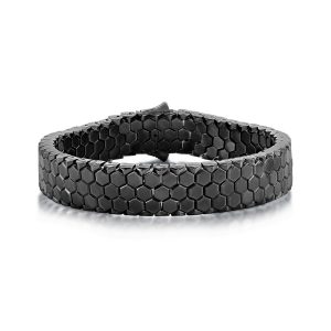 Stainless Steel Polished Honey Comb Design Bracelet - Black Plated