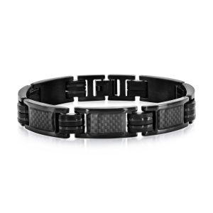 Stainless Steel Black Carbon Fiber Bracelet