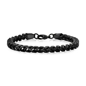 Stainless Steel 6mm Franco Chain Bracelet - Black Plated