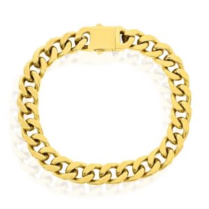 Stainless Steel 10mm Cuban Link Bracelet - Gold Plated